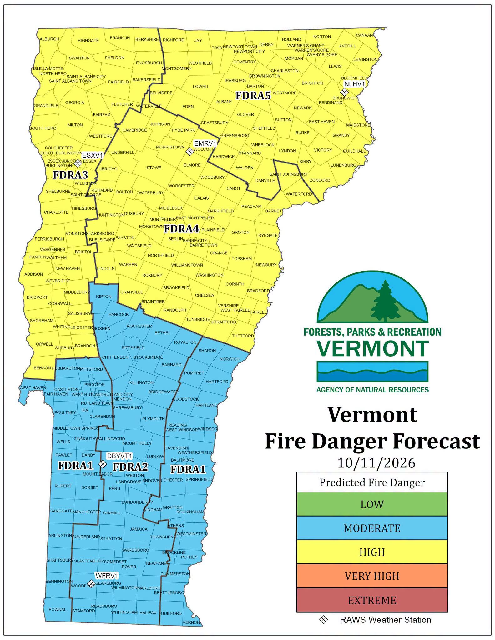 Fire Danger High Across Northern Vermont, Medium in the South